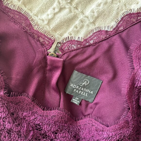 ADRIANNA PAPELL - PURPLE LACE SLEEVED DRESS - NEW SIZE 2P - Picture 3 of 6
